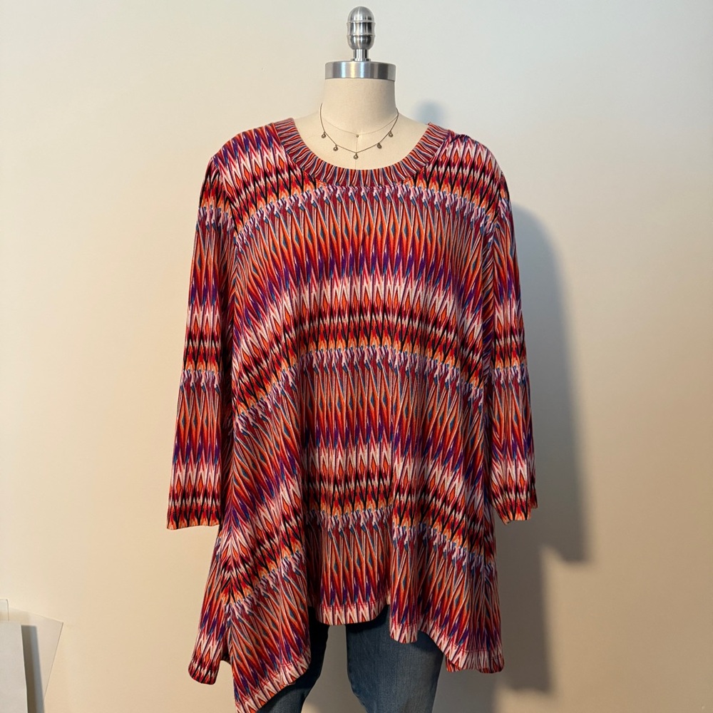 Premise Multicolor Knit Chevron Blouse